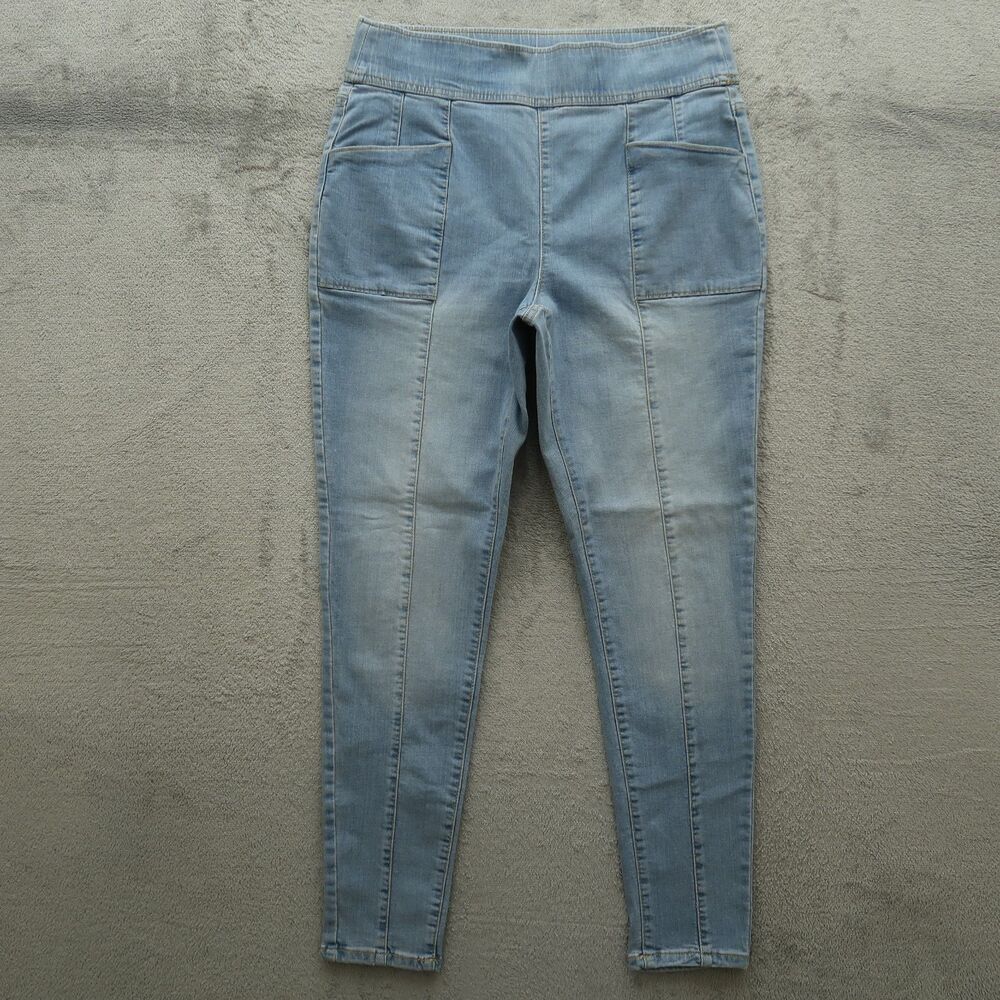 INC Pull On Jeans Women's Size 14 Blue High-Rise Skinny Denim 29" Inseam Stretch